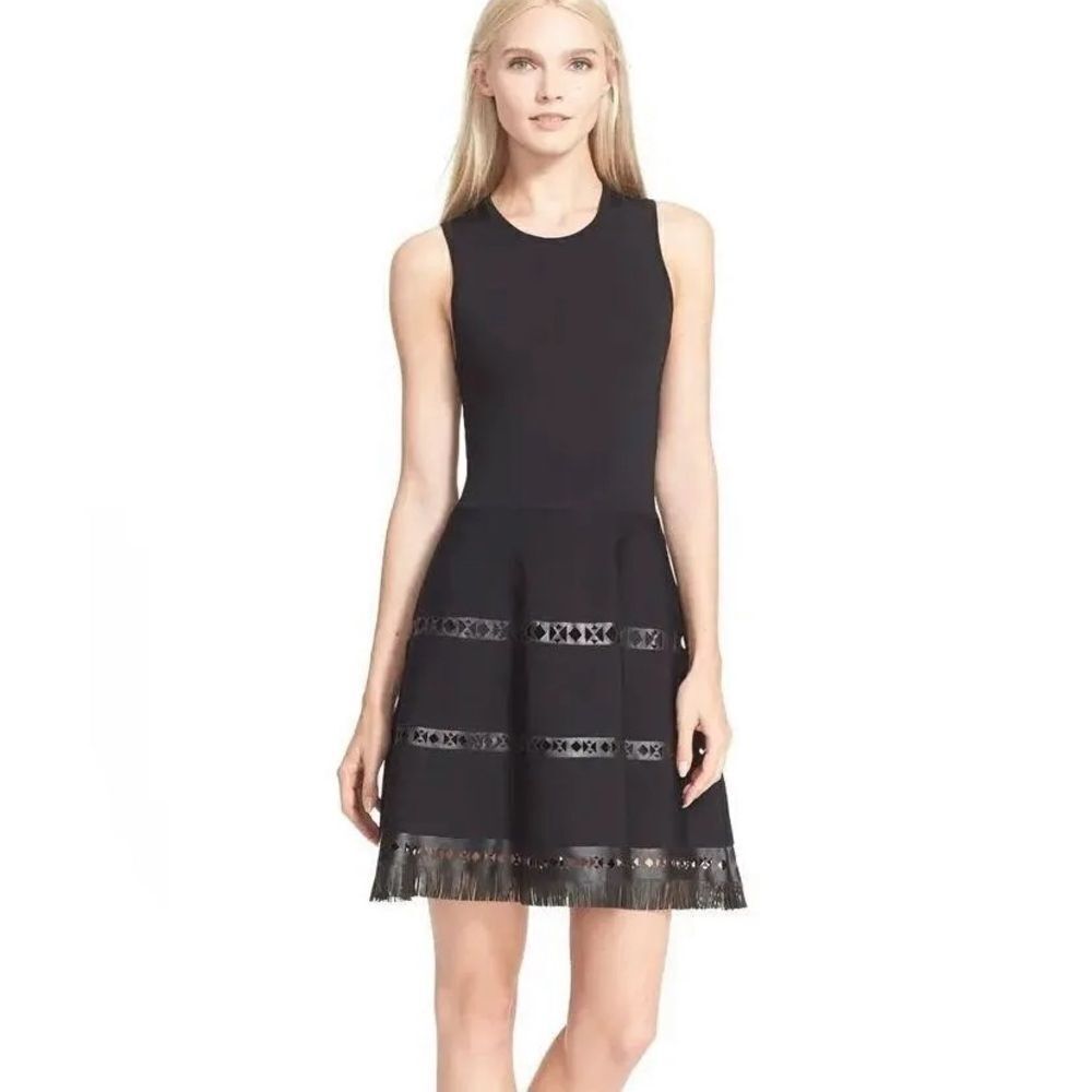 Parker 100% lamb leather trim dress, XS